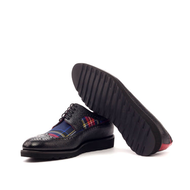 DapperFam Zephyr in Tartan / Red / Black Men's Sartorial & Italian Patent & Grain Leather Longwing Blucher