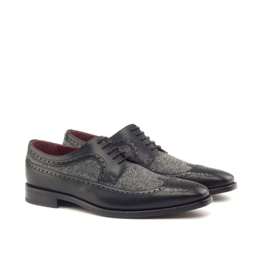 DapperFam Zephyr in Herringbone / Black Men's Sartorial & Italian Leather Longwing Blucher in Herringbone / Black