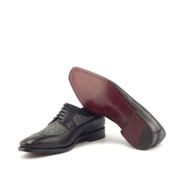DapperFam Zephyr in Herringbone / Black Men's Sartorial & Italian Leather Longwing Blucher