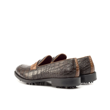 DapperFam Luciano Golf in Dark Brown / Med Brown Men's Italian Leather Loafer