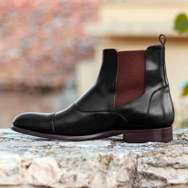 DapperFam Vesuvio in Black Men's Italian Leather Chelsea Multi Boot in Black