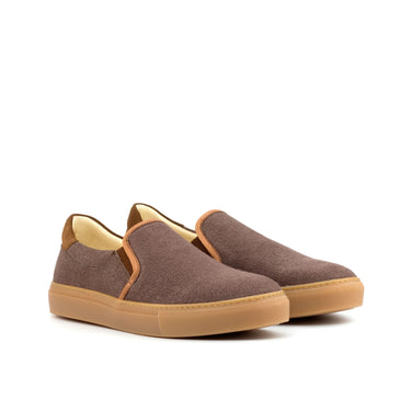 DapperFam Versado in Brown / Med Brown Men's Linen & Lux Suede Slip On in Brown / Med Brown