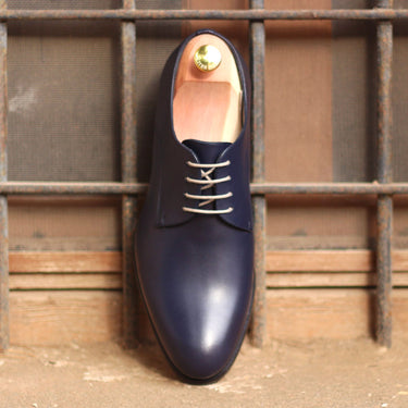 DapperFam Vero in Navy Men's Italian Leather Derby in Navy
