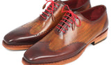 Paul Parkman Men's Goodyear Welted Wingtip Oxfords in Brown & Camel