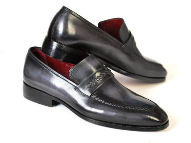 Paul Parkman Men's Leather Loafers in Gray & Black