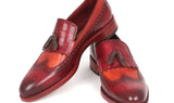 Paul Parkman Men's Leather Kiltie Tassel Loafers in Tobacco & Bordeaux
