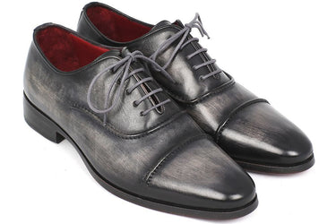 Paul Parkman Men's Hand-Painted Captoe Leather Oxfords in Gray & Black