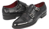 Paul Parkman Men's Leather Double Monkstraps in Gray & Black