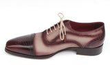 Paul Parkman Men's Hand-Painted Suede Captoe Oxfords in Bordeaux & Beige