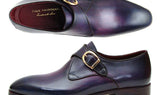 Paul Parkman Men's Leather Single Monkstraps in Purple