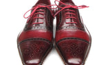 Paul Parkman Men's Side Handsewn Leather Captoe Oxfords in Red / Bordeaux