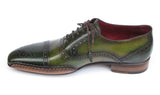 Paul Parkman Men's Side Sewn Leather Captoe Oxfords in Green & Yellow