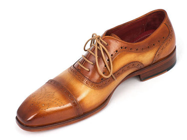 Paul Parkman Men's Hand-Painted Leather Captoe Oxfords in Tan