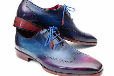 Paul Parkman Men's Hand-Painted Leather Wingtip Oxfords in Blue & Purple