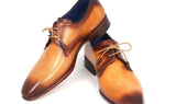 Paul Parkman Men's Hand-Painted Leather Derby Shoes in Brown & Camel