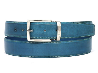 Paul Parkman Men's Hand-Painted Leather Belt in Sky Blue
