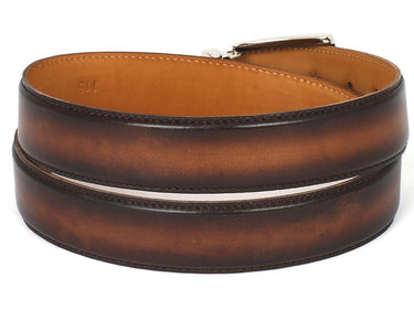 Paul Parkman Men's Hand-Painted Leather Belt in Brown and Camel