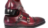 Paul Parkman Men's Hand-Welted Captoe Monkstraps in Purple & Burgundy