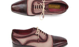 Paul Parkman Men's Hand-Painted Suede Captoe Oxfords in Bordeaux & Beige