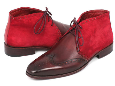 Paul Parkman Men's Suede & Leather Chukka Boots in Bordeaux