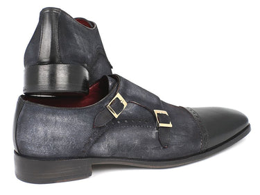 Paul Parkman Men's Suede Double Monkstraps in Navy