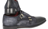 Paul Parkman Men's Suede Double Monkstraps in Navy