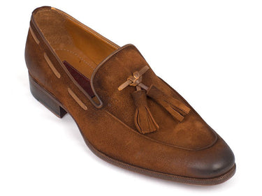 Paul Parkman Men's Suede Tassel Loafers in Antique Brown