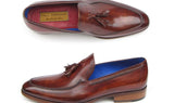 Paul Parkman Men's Hand-Painted Leather Tassel Loafers in Brown