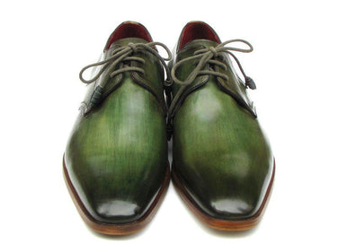 Paul Parkman Men's Hand-Painted Leather Derby Shoes in Green