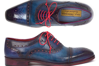 Paul Parkman Men's Captoe Oxfords in Blue & Parliament
