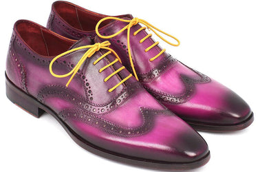 Paul Parkman Men's Hand-Painted Leather Wingtip Oxfords in Lilac