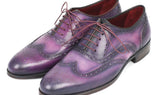 Paul Parkman Men's Hand-Painted Leather Wingtip Oxfords in Purple & Navy