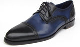 Paul Parkman Men's Hand-Painted Leather Derby Shoes in Parliament Blue & Navy