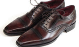 Paul Parkman Men's Hand-Painted Leather Captoe Oxfords in Bordeaux & Brown