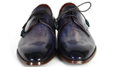 Paul Parkman Men's Hand-Painted Leather Derby Shoes in Blue & Navy
