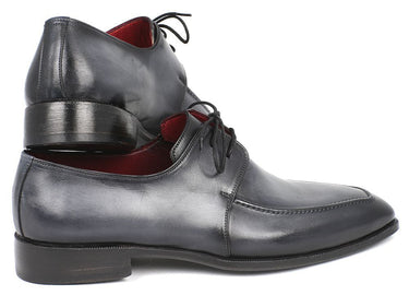 Paul Parkman Men's Hand-Painted Leather Apron Derby Shoes in Gray & Black