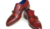 Paul Parkman Men's Leather Double Monkstraps in Burgundy