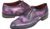 Paul Parkman Men's Hand-Painted Leather Wingtip Oxfords in Purple & Navy