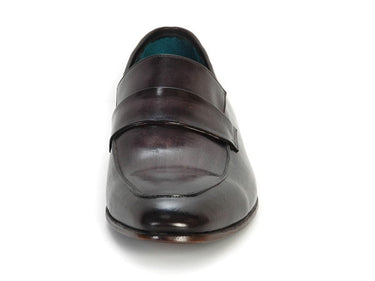 Paul Parkman Men's Hand-Painted Leather Loafers in Black & Gray