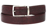 Paul Parkman Men's Croco-Embossed Calfskin Leather Belt in Dark Bordeaux