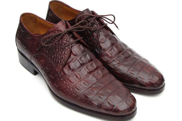 Paul Parkman Men's Croco-Embossed Leather Derby Shoes in Brown & Bordeaux