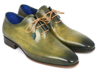 Paul Parkman Men's Hand-Painted Wholecut Leather Oxfords in Antique Green