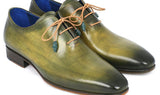Paul Parkman Men's Hand-Painted Wholecut Leather Oxfords in Antique Green