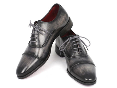 Paul Parkman Men's Hand-Painted Captoe Leather Oxfords in Gray & Black