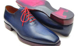Paul Parkman Men's Goodyear Welted Wholecut Oxfords in Navy Blue
