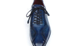 Paul Parkman Men's Hand-Painted, Handmade Lace-Up Casual Shoes in Blue