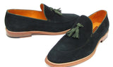 Paul Parkman Men's Suede Tassel Loafers in Green