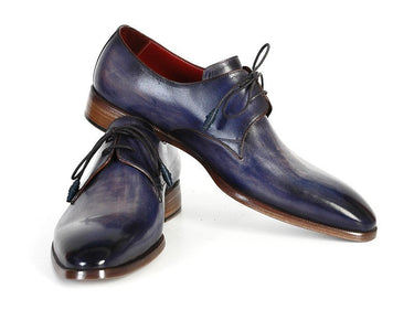 Paul Parkman Men's Hand-Painted Leather Derby Shoes in Blue & Navy