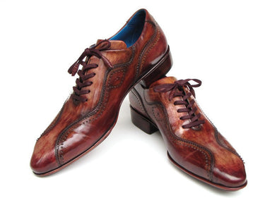 Paul Parkman Men's Hand-Painted, Handmade Lace-Up Casual Shoes in Brown