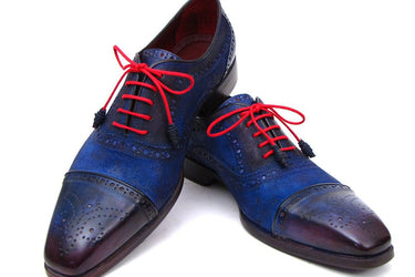 Paul Parkman Men's Suede Captoe Oxfords in Blue